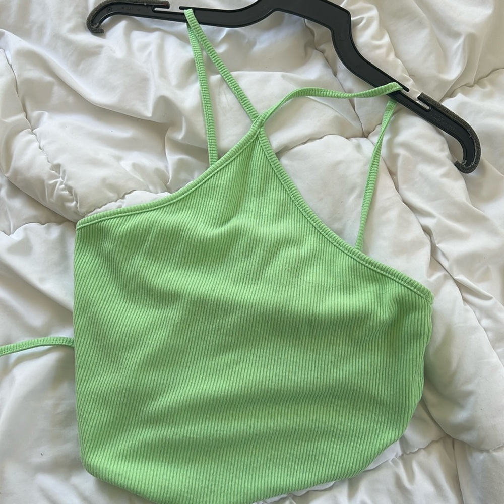 Green cross neck tank top
